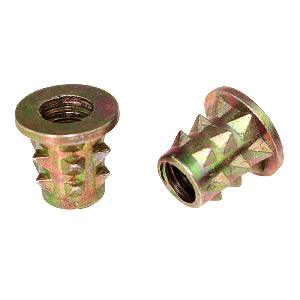 M8 13mm Zinc Alloy Threaded Spiked Wood Caster Insert Nut - Flanged Round Drive Head
