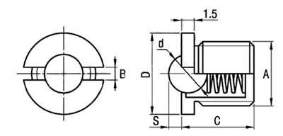M8 Spring Loaded Bolt Ball Transfer Screw Stud Unit 5.5mm Deep