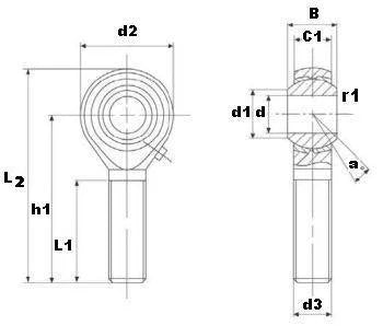 Male Rod End 5/16 POSB5 Right Hand Bearing