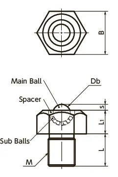 NBK Japan BRUHS-16-S Hexagon Head Screw Type Ball Transfer Unit for Upward Facing Applications