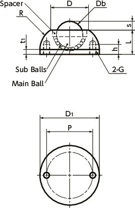 NBK Japan BRURS-36-N Round Type Ball Transfer Unit for Upward Facing Applications