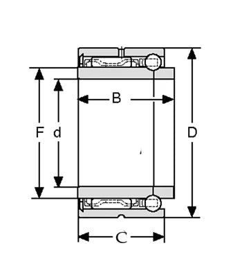 NKJB5907 Needle Roller Bearing With 3-Point Contact Ball Bearing 35x55x27mm - Machined Type