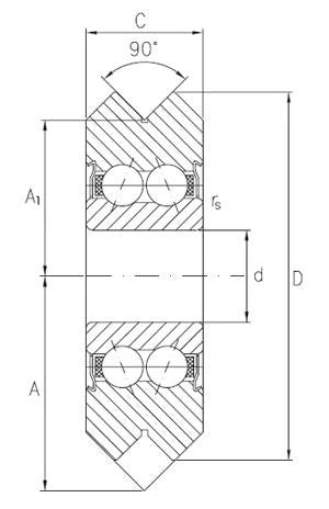 RM1-2RS 3/16" inch V-Groove Guide Ball Bearing Sealed (W1-2RS)