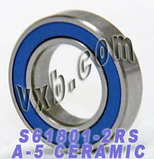 S61801-2RS Hybrid Ceramic Bearing ABEC-5 - Stainless Steel - 12x21x5mm