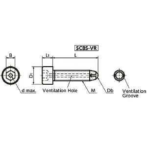 SCBS-M10-50-VR NBK Clamping Cap Vacuum Vented Screws has a full ball to firmly secure workpiece at the contact point.