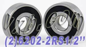2-Pack 6202-1/2-2RS Sealed Ball Bearings ID Bore 1/2" x OD 35mm x 11mm