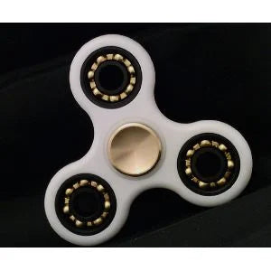 White Fidget Hand Spinner Toy : Center Full Ceramic ZrO2 Bearing : 3 outer Bronze Bearing : Brass caps 42Q
