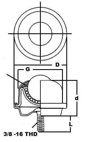 1-1/2" Stud Type transfer SBT-1-1/2 CS 3/8" Threaded Stem