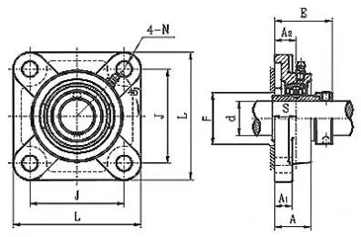 1-1/4" Bearing HCF206-20 Square Flanged Housing Mounted Bearing - eccentric locking Collar