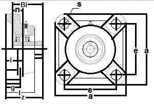 1-1/4 Bearing UCF206-20 + Square Flanged Housing Mounted Bearing