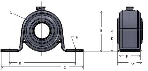 1" inch BEH16G Pillow Block Mounted Bearing - Extra Strength