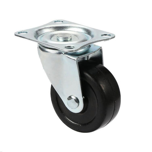 1" Plastic Caster Rubber Wheel - Top Plate
