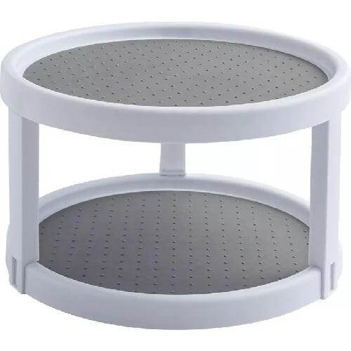 10" Double Layer Non-Skid Kitchen Organizer - 2-Tier Rotating Design - 5" Height