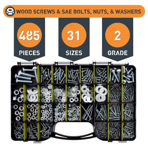1,000pcs Hardware Assortment - Screws, Nuts, Bolts & Washers Kit