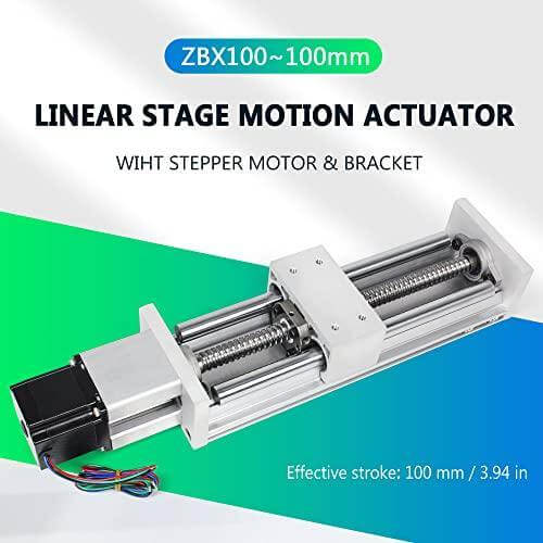 100mm Stroke CNC Linear Stage Motion Actuator, Double Optical Axis X Y Z Axis Linear Slide Rail Aluminum Alloy Cross Sliding Table SBR16 Linear Rail Guide SFU1605 Ballscrew for CNC