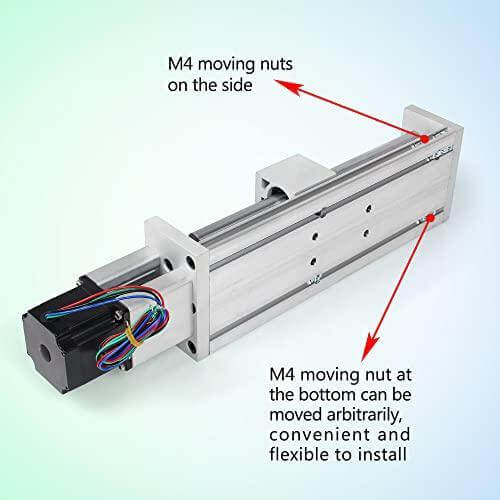 100mm Stroke CNC Linear Stage Motion Actuator, Double Optical Axis X Y Z Axis Linear Slide Rail Aluminum Alloy Cross Sliding Table SBR16 Linear Rail Guide SFU1605 Ballscrew for CNC