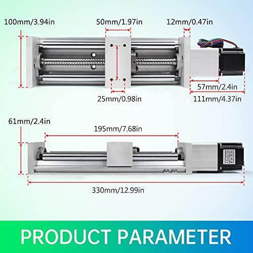 100mm Stroke CNC Linear Stage Motion Actuator, Double Optical Axis X Y Z Axis Linear Slide Rail Aluminum Alloy Cross Sliding Table SBR16 Linear Rail Guide SFU1605 Ballscrew for CNC