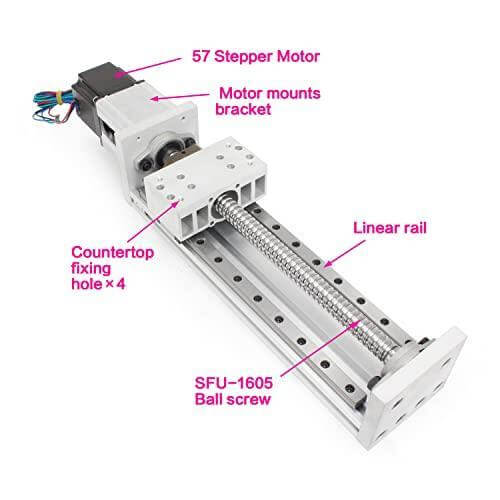 100mm Stroke CNC Linear Stage Motion Actuator X Y Z Axis Linear Slide Rail Aluminum Alloy Cross Sliding Table Linear Rail Guide SFU1605 Ballscrew+Nema23 57 Stepper Motor for CNC