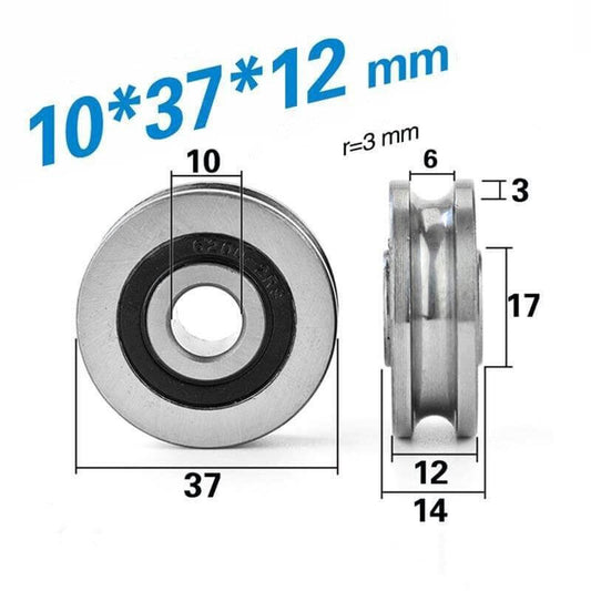 10mm Bore Sealed U-Groove Track Roller Pulley Bearing 10x37x12mm