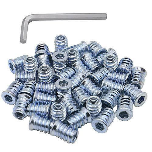 40-Pack 1/4-20 Threaded Wood Inserts for Hex Drive 1/4" inch Wood Nuts
