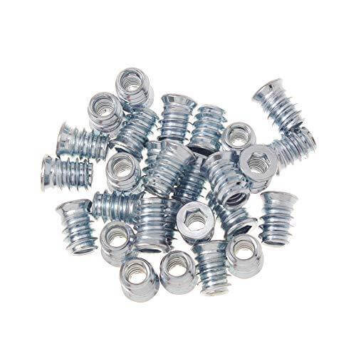 40-Pack 1/4-20 Threaded Wood Inserts for Hex Drive 1/4" inch Wood Nuts