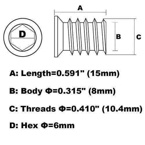 40-Pack 1/4-20 Threaded Wood Inserts for Hex Drive 1/4" inch Wood Nuts