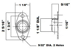 1/4 Miniature Side Flange Bearing Mounted Bearing
