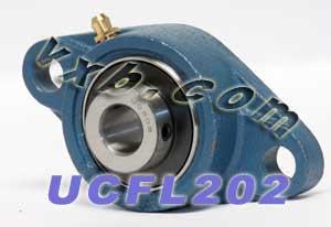 15mm Bearing UCFL-202 + 2-Bolt Flanged Cast Housing Mounted Bearing