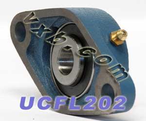 15mm Bearing UCFL202 + 2-Bolt Flanged Cast Housing Mounted Bearing
