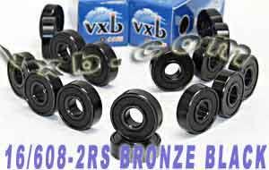 16 inline Skate Sealed Bearing Bronze Cage Black