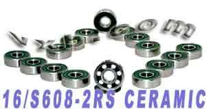 16 inline/Rollerblade Chrome Steel Sealed 8mm Bore Bearing