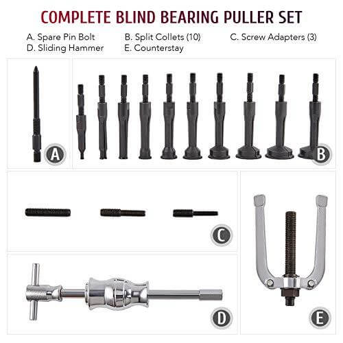 16-Piece Blind Bearing Puller Set - Durable & Versatile Kit