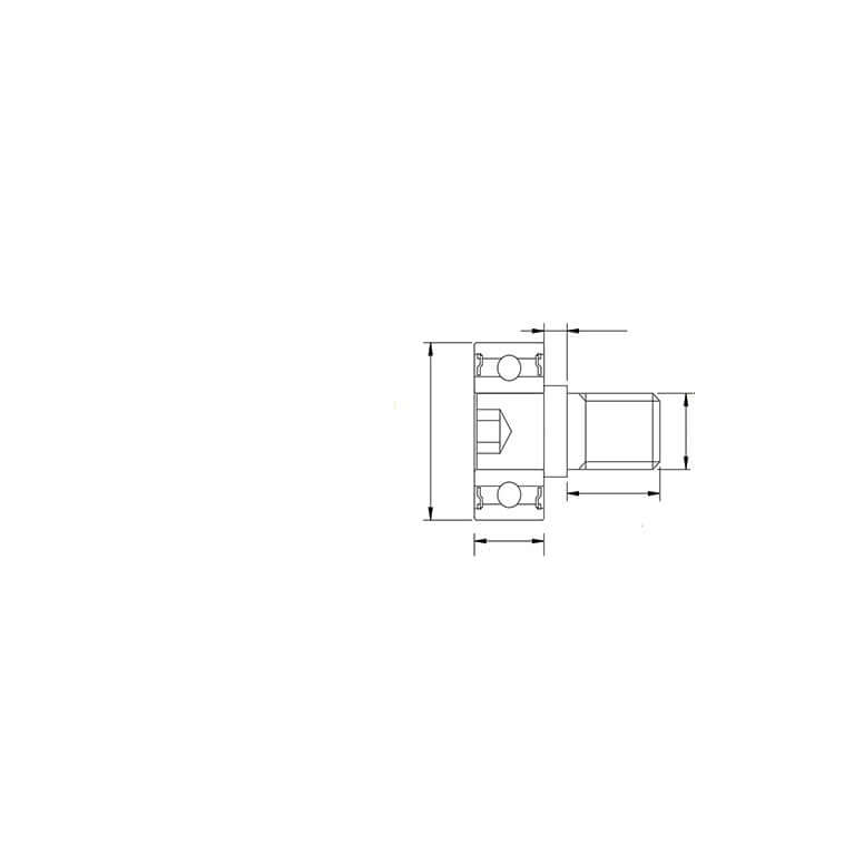 PU4x13x4ZZ C1 L5 Bearing – Soft Green PU Coated - M4 Stud – 4mm x 13mm x 4mm