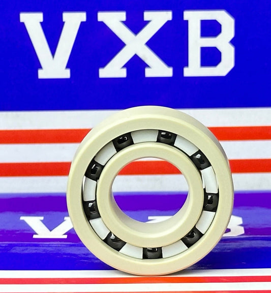 6002 PEEK Ball Bearing - Si₃N₄ Ceramic Balls - PTFE Cage - 15x32x9mm