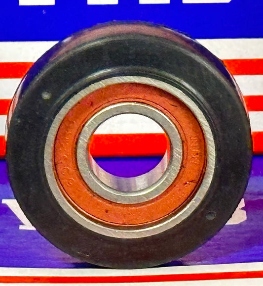15x46x13mm Polyurethane Wheel Roller Bearing 10mm Black Tire