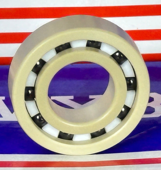 6003 PEEK Ball Bearing - Si₃N₄ Ceramic Balls - PTFE Cage - 17x35x10mm