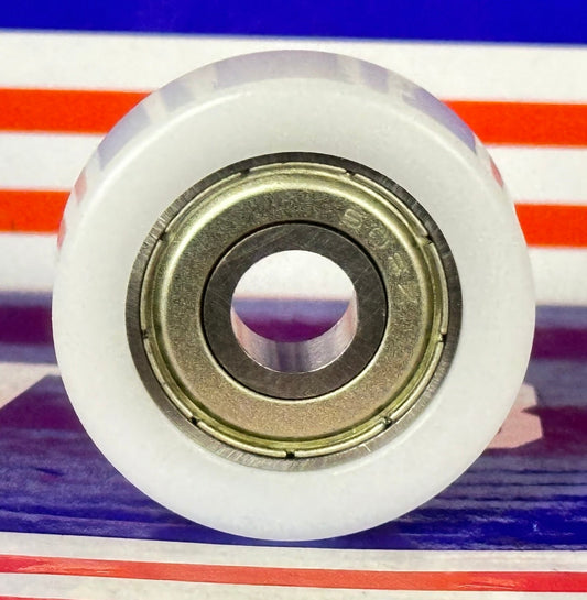 8mm Bore Bearing - 30mm White Plastic Tire 8x30x8.5mm