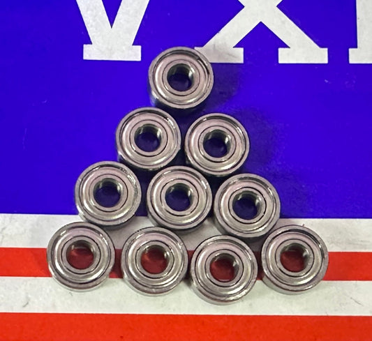 10-Pack 3x8x3 Stainless Steel Shielded Miniature Bearing