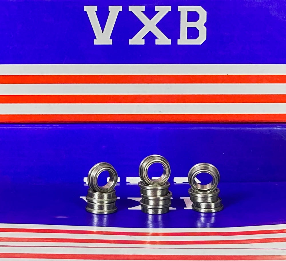 10-Pack Flanged Shielded Bearings FR168ZZ 1/4x3/8x1/8 inch Bearings