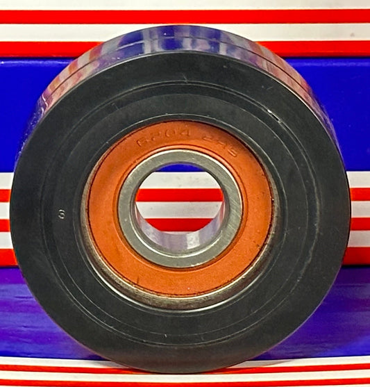 20x75x24mm Polyurethane Wheel Roller Bearing - Black Tire Sliding Guide
