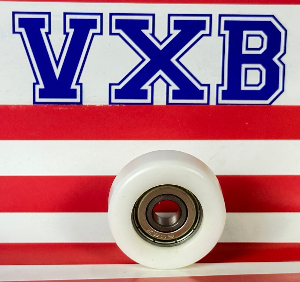 8mm Bore Bearing - 34mm White Plastic Tire 8x34x13mm