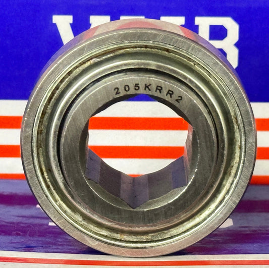 205KRR2 Agricultural Machinery bearing - Two Single lip Seals & Hex bore & Cylindrical OD