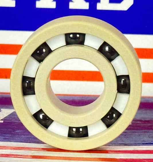 6202 PEEK Ball Bearing - Si₃N₄ Ceramic Balls - PTFE Cage - 15x35x11mm