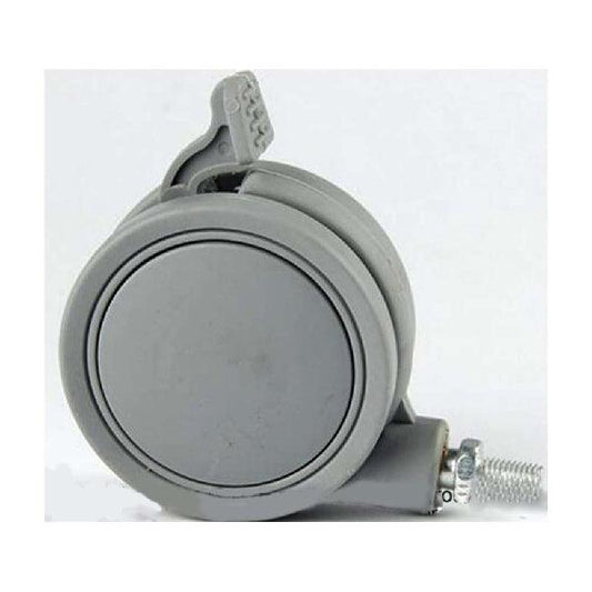 2.5" Gray Twin Wheels Caster - Brakes & M8 threaded stem.