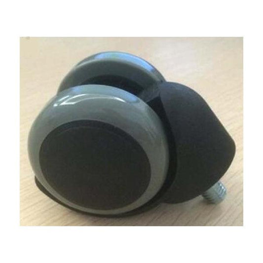 2" Twin Wheels PU Plastic Caster - 10.9mm Dia. Threaded Stem