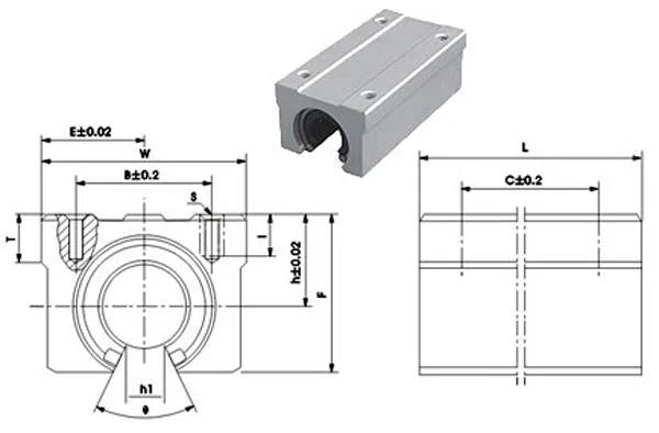 20mm Bearing Twin Block Slide unit Open Linear Motion