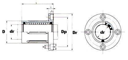 25mm Round Flanged Bushing Linear Motion LBF25UU