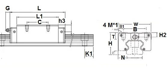 25mm Square Slide Unit Block Linear Motion