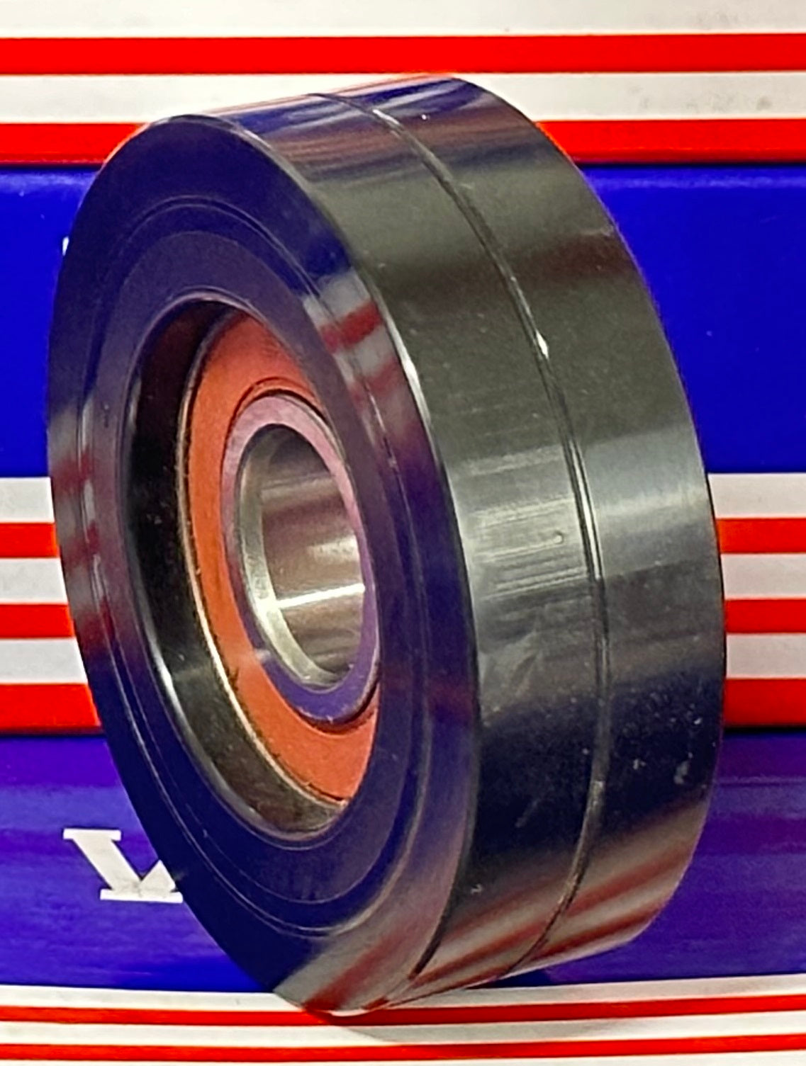 20x75x24mm Polyurethane Wheel Roller Bearing - Black Tire Sliding Guide