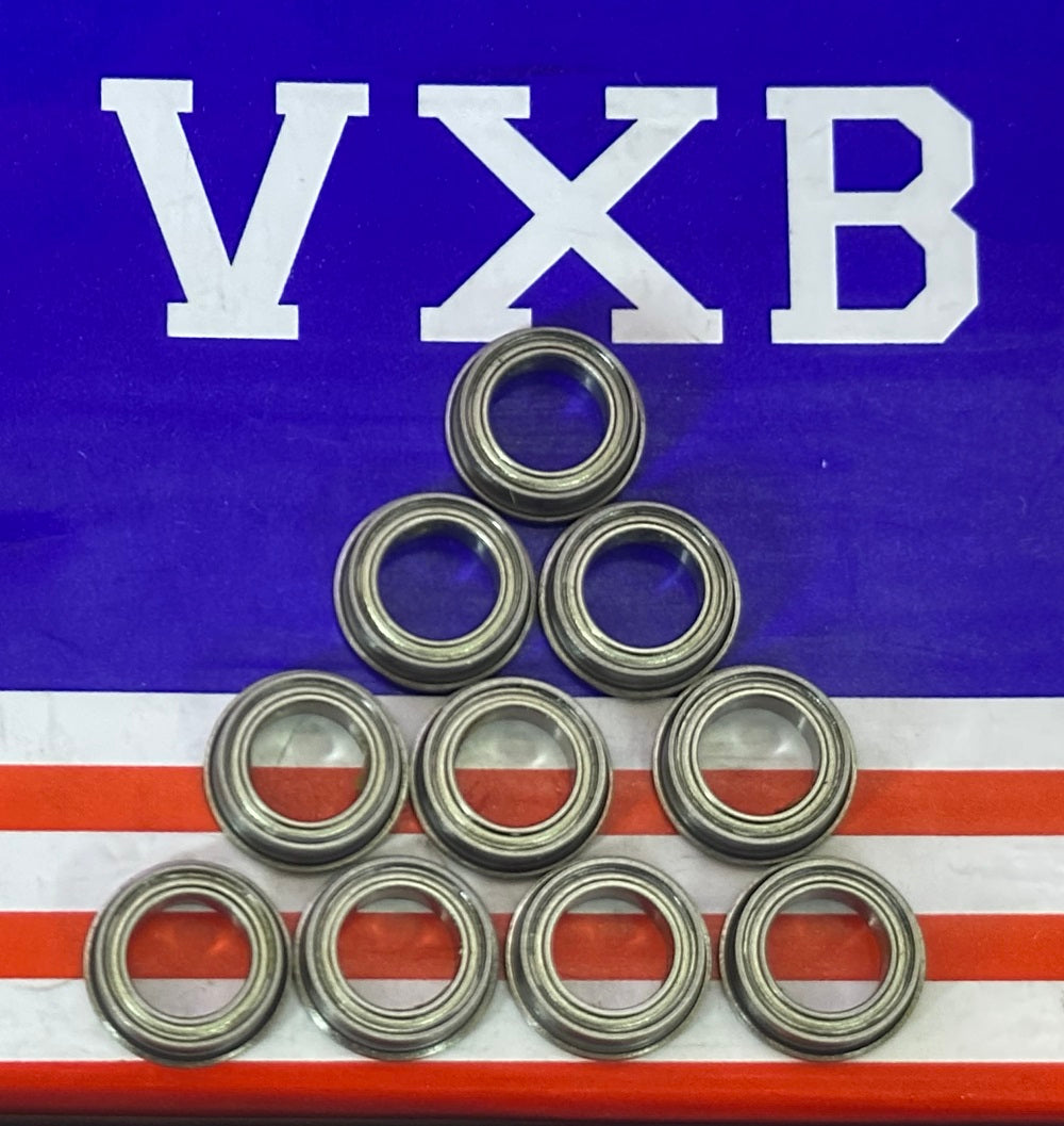 10-Pack Flanged Shielded Bearings FR168ZZ 1/4x3/8x1/8 inch Bearings
